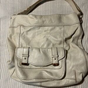 Cream Leather Shoulder Bag